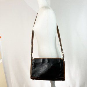 Brahmin Vintage Brown & Black Leather Crossbody Bag